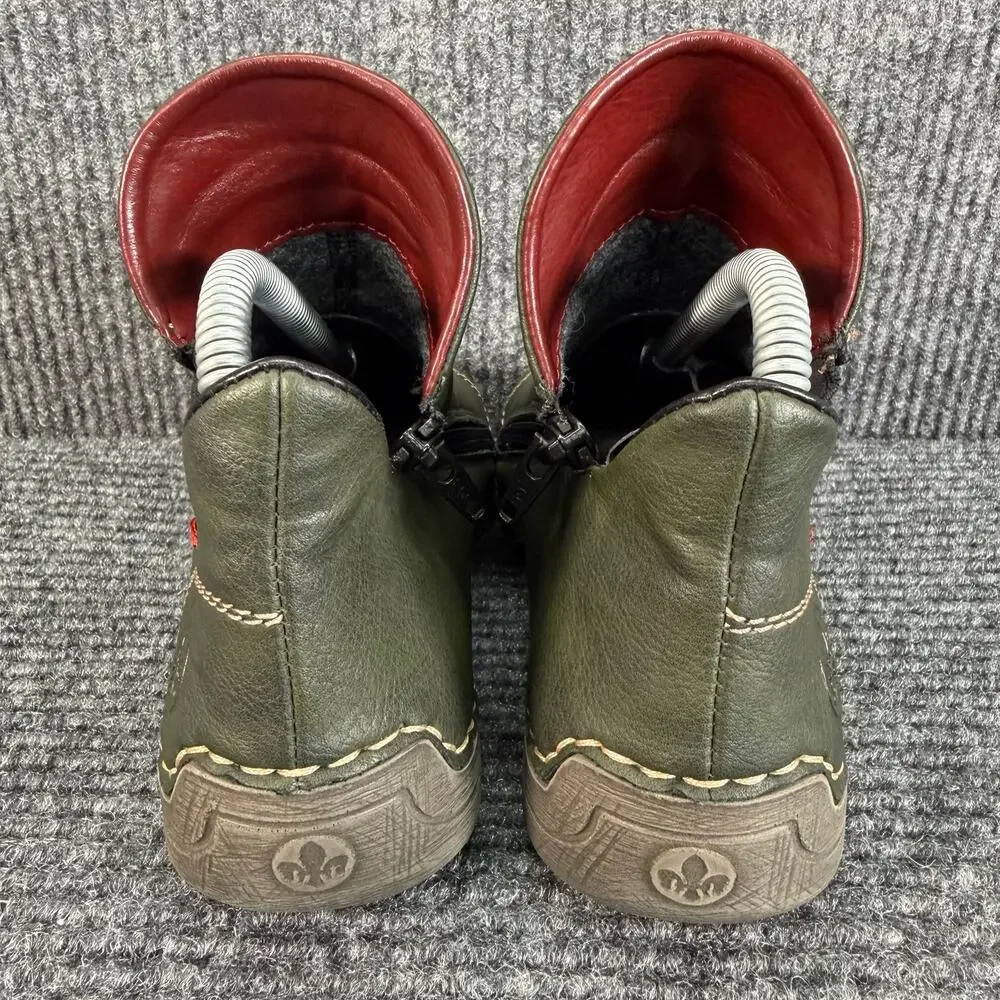Rieker Ankle Boots Womens 36 US 5.5 Green Lace Up Zip Multicolor Comfort Shoes